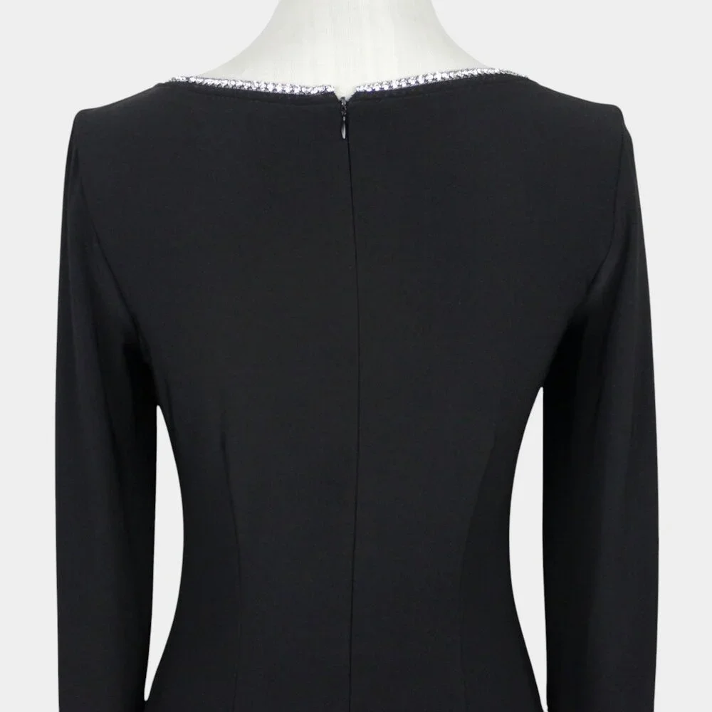 Joseph Ribkoff Black Midi Dress with Rhinestone Trim - Picture 6 of 9